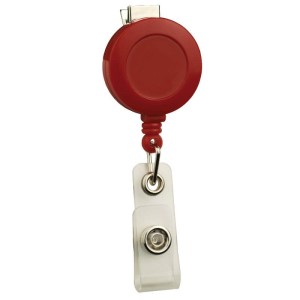 BADGE REEL, ROUND,SWIVEL CLIP, STRAP END FITTING, RED